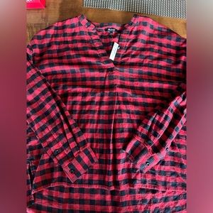 MADEWELL NWT Flannel Print High Low Blouse (leggings fit)